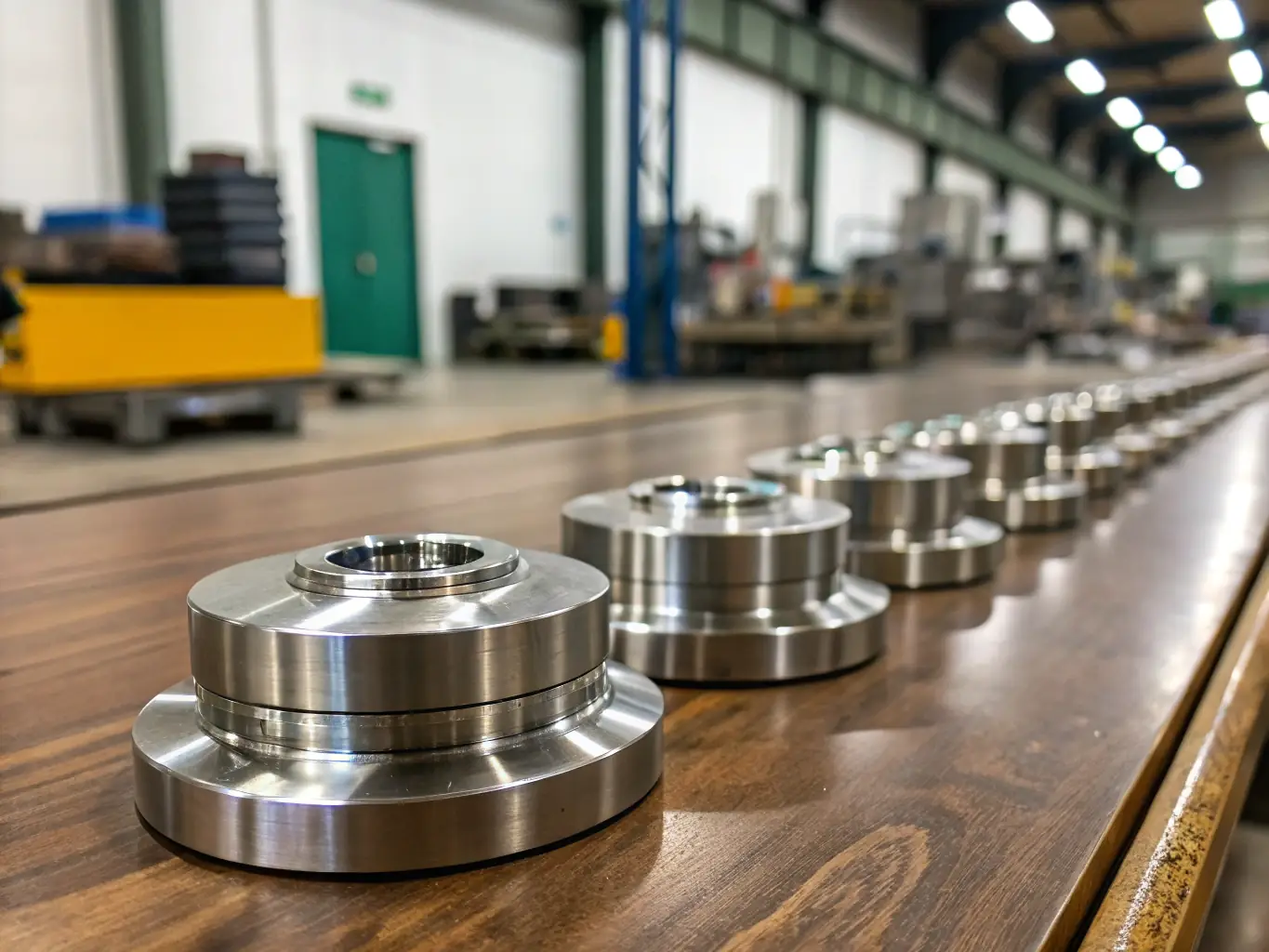 An image of electroplated industrial machinery parts, illustrating the improved durability and resistance to harsh environments achieved through Al Hasad Steel Works LLC's electroplating services for the industrial equipment sector.