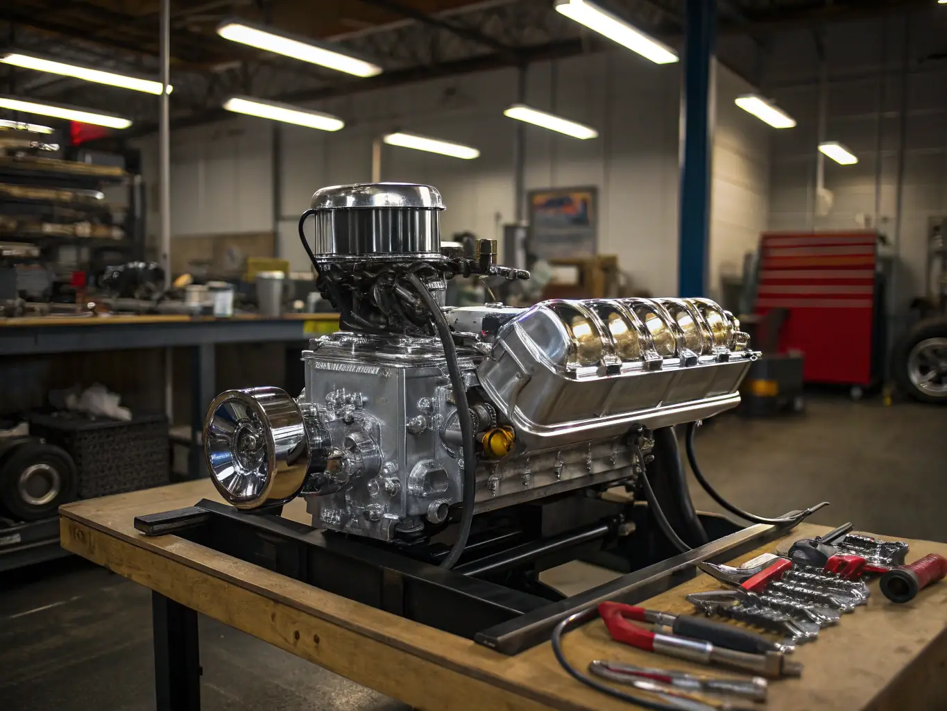 A high-quality image showcasing electroplated automotive parts with a shiny, chrome finish, highlighting the precision and aesthetic appeal achieved through Al Hasad Steel Works LLC's services for the automotive industry.